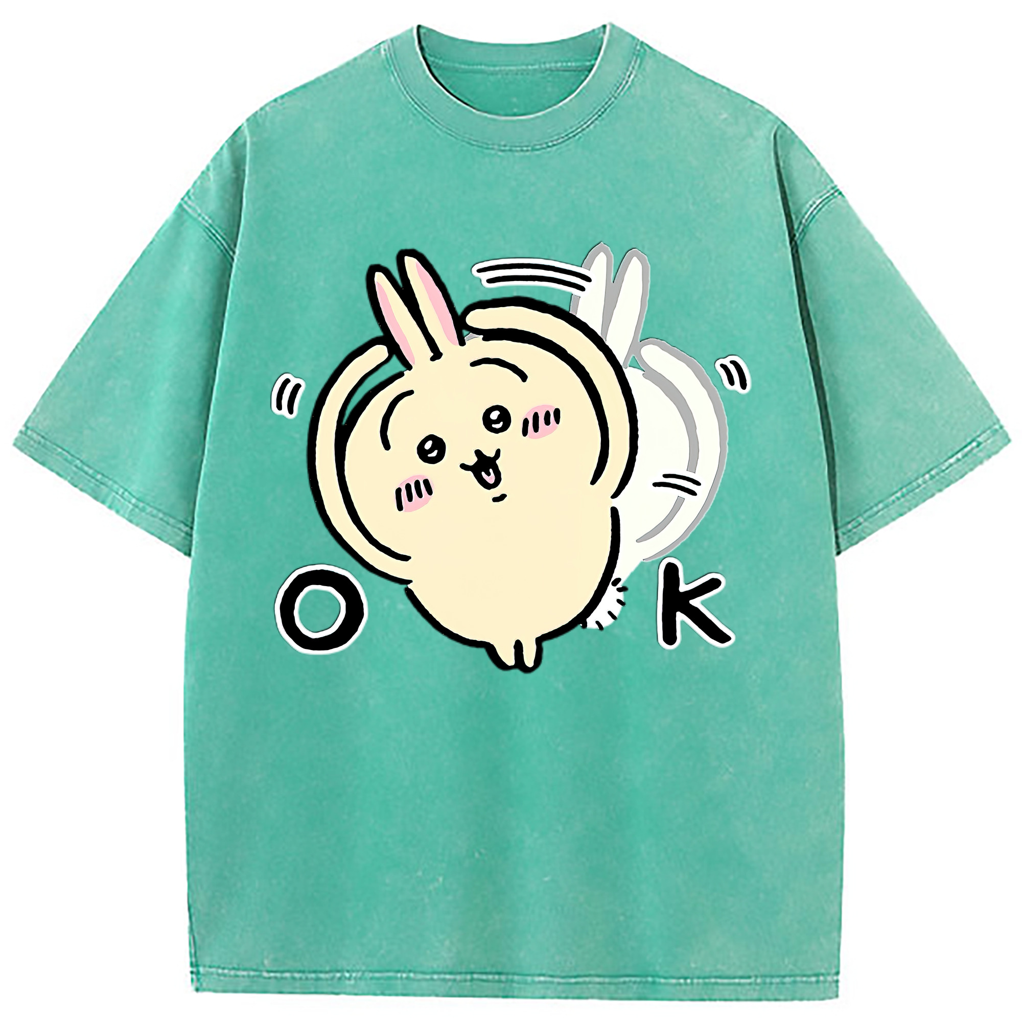 （画像用） ちいかわ うさぎ Chii-kawa usagi 綿100% ヴィンテージ風 半袖Tシャツ（フロントプリント）